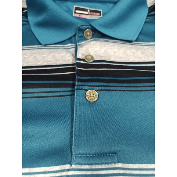 Grand Slam Performance Golf Polo Teal Black Gray Stripe Shirt Mens Size XXL - Picture 8 of 12